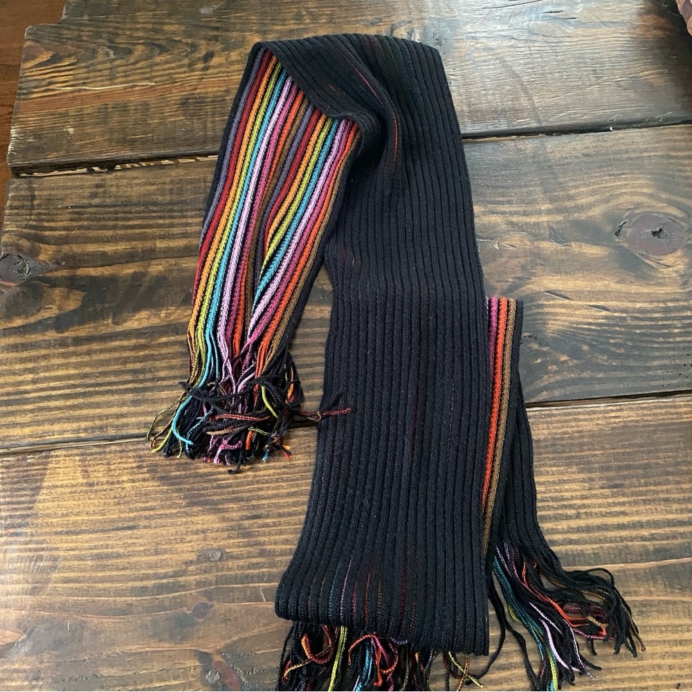 Knit rainbow colorful knit scarf - Picture 9 of 13